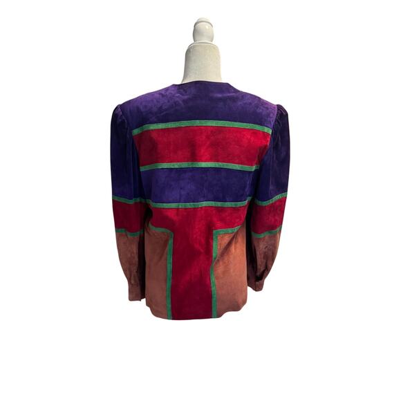 Mario Valentino Made in Italy suede jacket bold color-block Italian 42 (US S-M)a - Picture 3 of 8